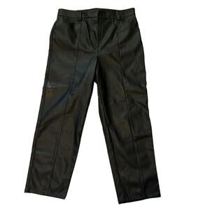 H&M Black High Rise Straight Faux Leather Pants Size 12